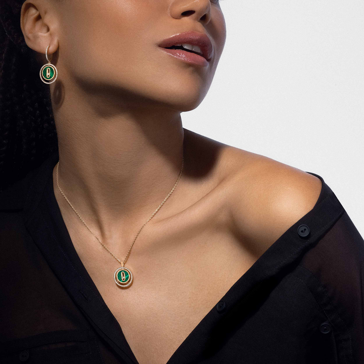 [[⭐Miroze] ]  MOVE 1 DIAMOND MALACHITE GOLD DIAMOND NECKLACE