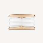 [⭐Veya]ZERO 1 FOUR-BAND LOOPS AND WHITE CERAMIC SPIRAL PINK GOLD RING