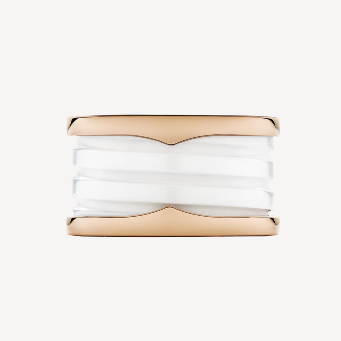 [⭐Veya]ZERO 1 FOUR-BAND LOOPS AND WHITE CERAMIC SPIRAL PINK GOLD RING