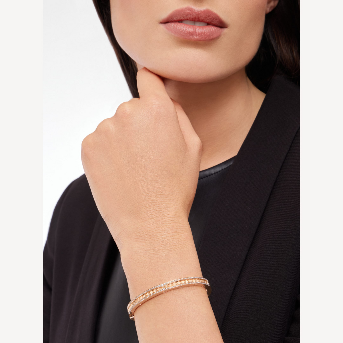 [⭐Miroze]ZERO 1 SPIRAL AND PAVED DIAMOND PINK GOLD BRACELET