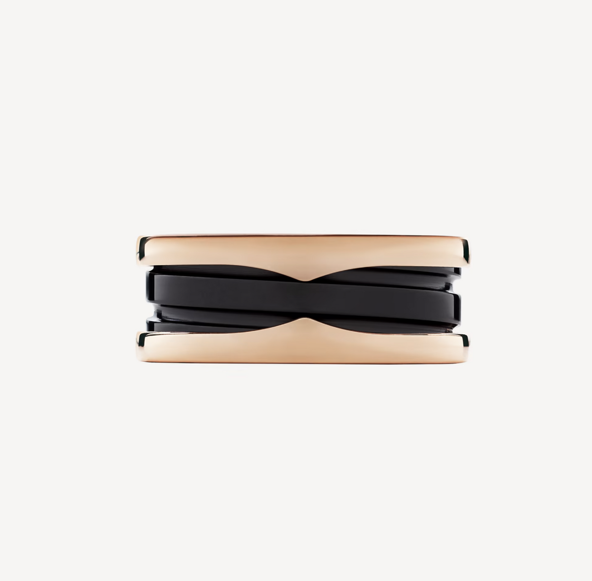 [⭐Miroze]ZERO 1 TWO-BAND LOOPS AND BLACK CERAMIC PINK GOLD RING