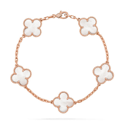 [⭐Miroze]CLOVER WHITE PEARL MOP 5 MOTIF BRACELET COLLECTION