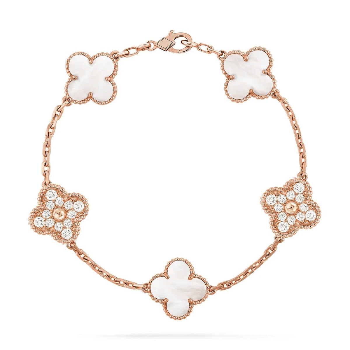 [⭐Miroze]CLOVER WHITE PEARL MOP 5 MOTIF BRACELET COLLECTION