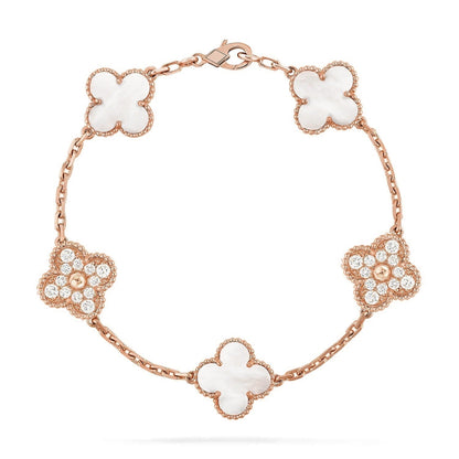 [⭐Miroze]CLOVER WHITE PEARL MOP 5 MOTIF BRACELET COLLECTION