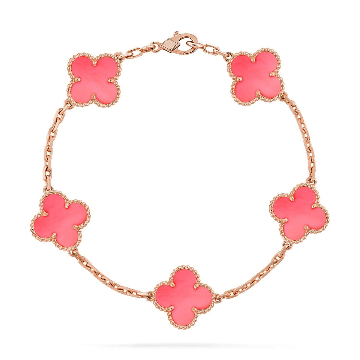 [⭐Miroze ]New  CLOVER 5 MOTIFS  PINK MOP BRACELET COLLECTION