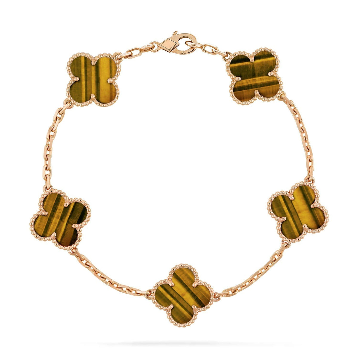 [⭐Miroze] CLOVER 5 MOTIFS TIGER EYE BRACELET COLLECTION