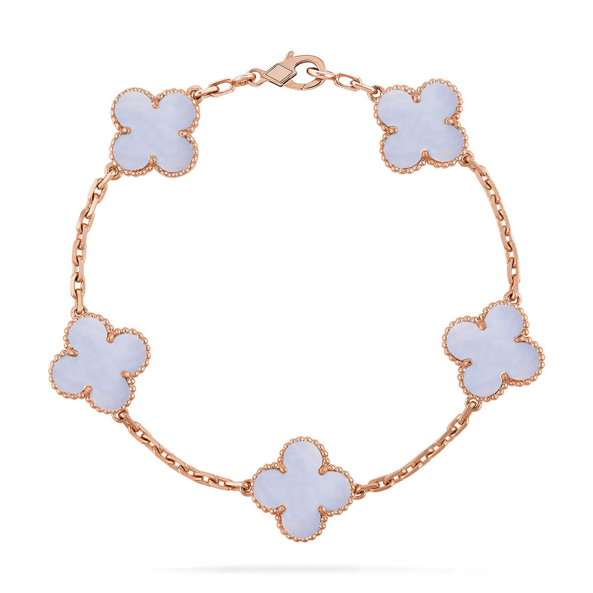 [⭐Miroze ]New  CLOVER 5 MOTIF PURPLE CHALCEDONY BRACELET COLLECTION