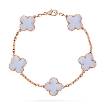 [⭐Miroze] CLOVER 5 MOTIF PURPLE CHALCEDONY BRACELET COLLECTION