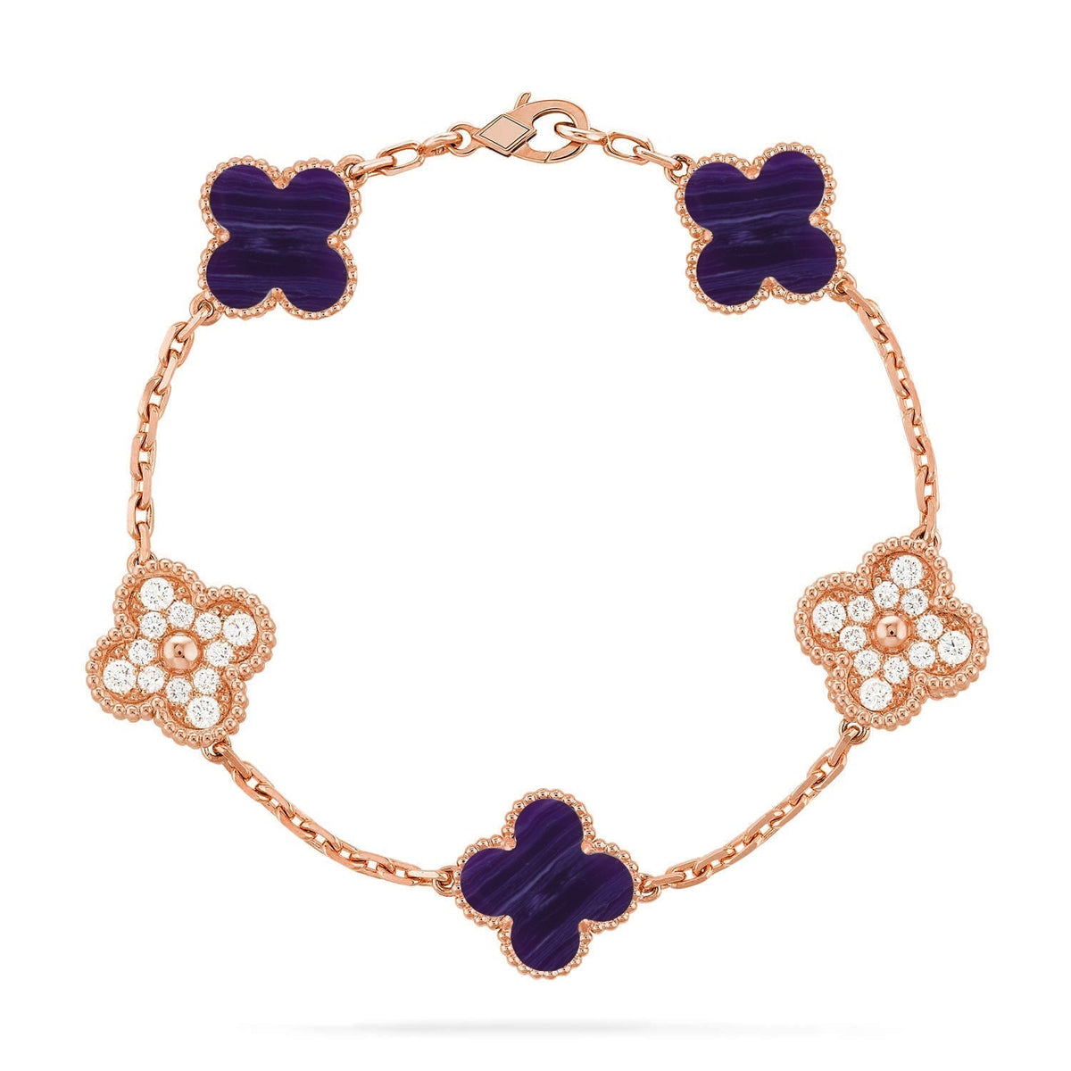 [⭐Miroze]CLOVER 5 MOTIF PURPLE STRIPES BRACELET COLLECTION