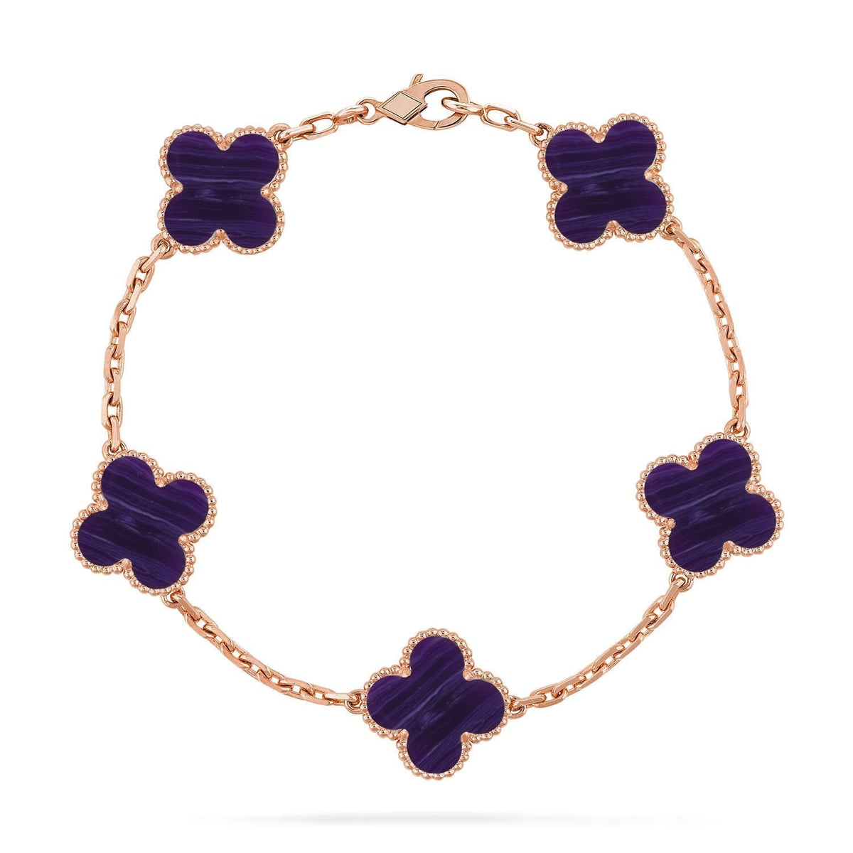 [⭐Miroze]CLOVER 5 MOTIF PURPLE STRIPES BRACELET COLLECTION