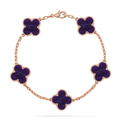 [⭐Miroze]CLOVER 5 MOTIF PURPLE STRIPES BRACELET COLLECTION