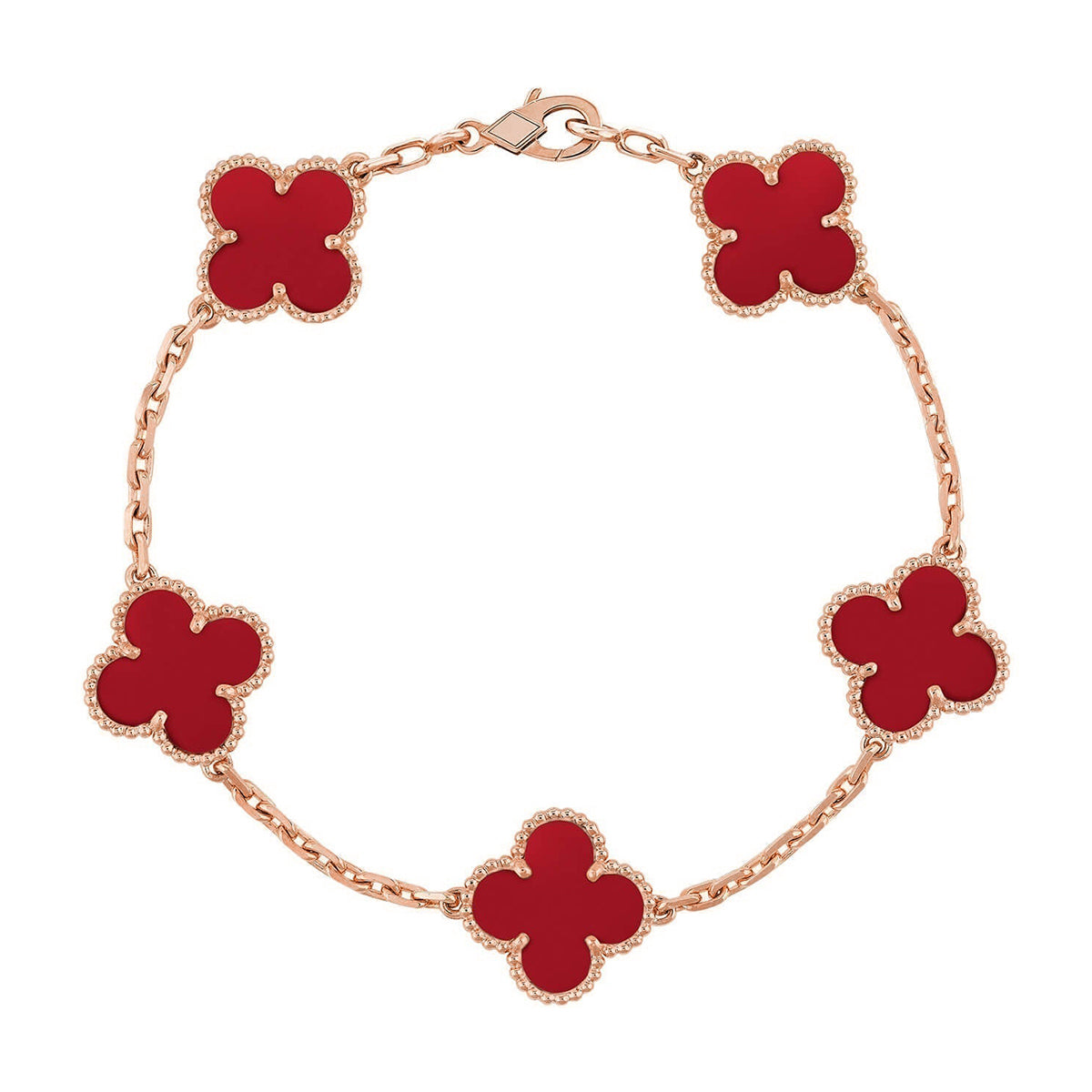 [⭐Miroze] CLOVER 5 MOTIF RED CORNELIAN BRACELET COLLECTION
