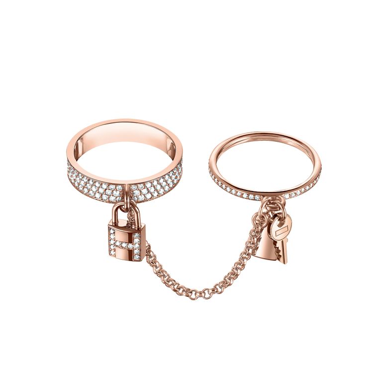 [⭐Miroze]HM KELLY CLOCHETTE DOUBLE RING IN  WITH DIAMONDS
