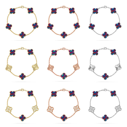 [⭐Miroze]CLOVER 5 MOTIF COLOR GEMSTONES BRACELET COLLECTION