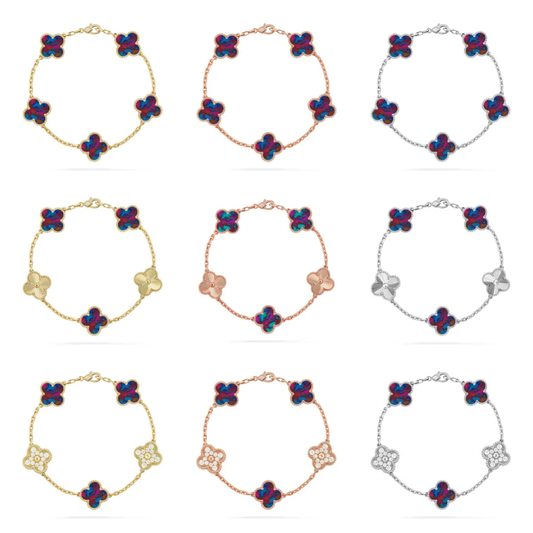 [⭐Miroze]CLOVER 5 MOTIF COLOR GEMSTONES BRACELET COLLECTION