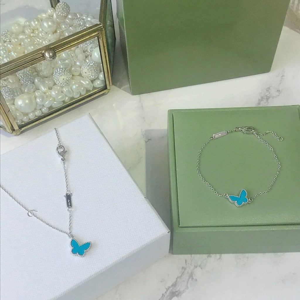 ⭐Miroze BUTTERFLY TURQUOISE BUTTERFLY BRACELET SILVER