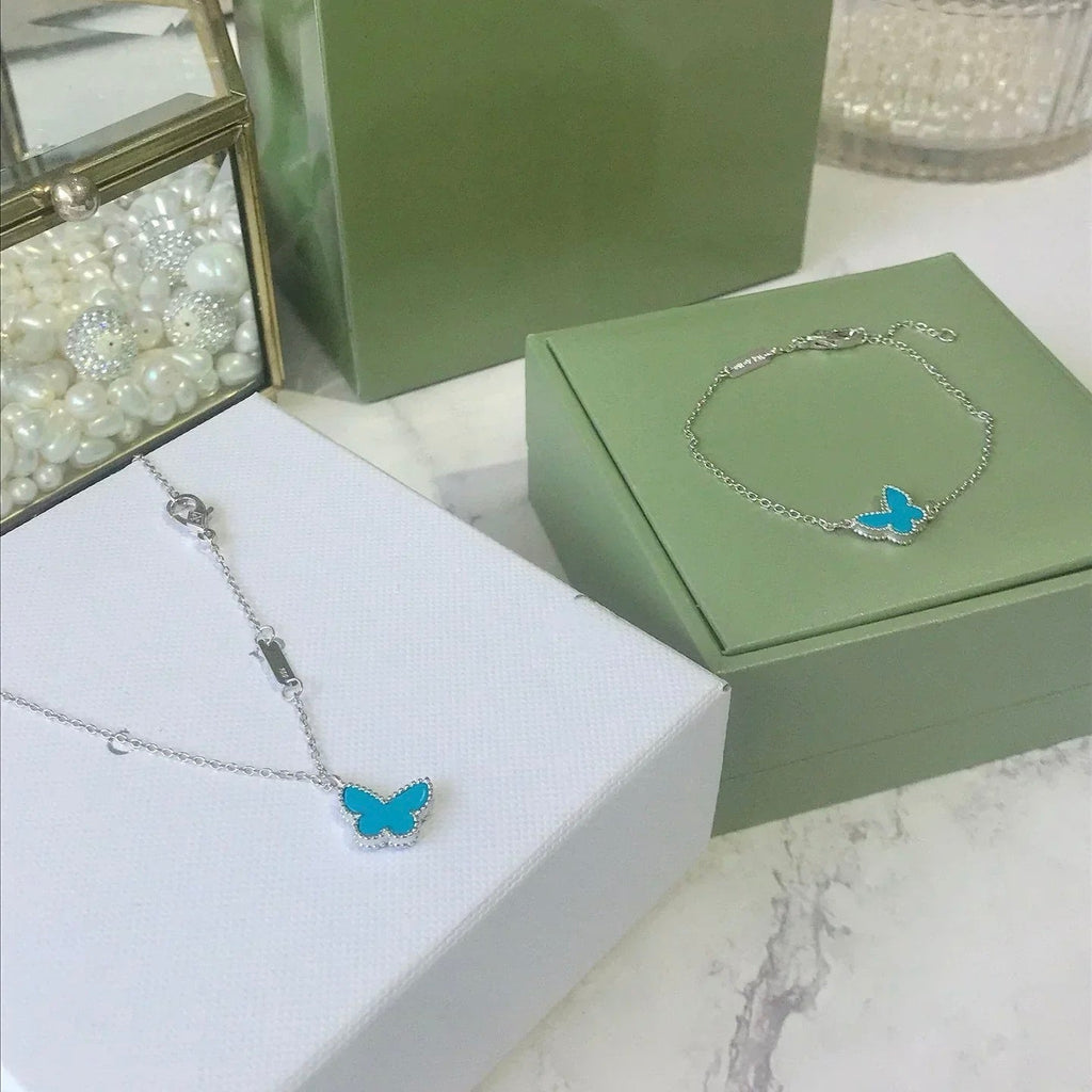 ⭐Miroze BUTTERFLY TURQUOISE BUTTERFLY BRACELET SILVER