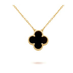 ⭐Miroze CLOVER 15MM BLACK ONYX SINGLE FLOWER NECKLACE