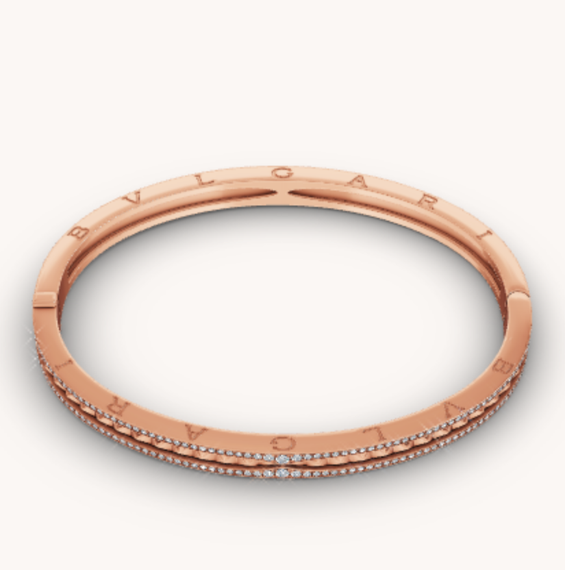 [⭐Miroze]ZERO 1 SPIRAL AND PAVED DIAMOND PINK GOLD BRACELET