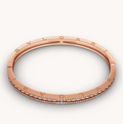 [⭐Miroze]ZERO 1 SPIRAL AND PAVED DIAMOND PINK GOLD BRACELET