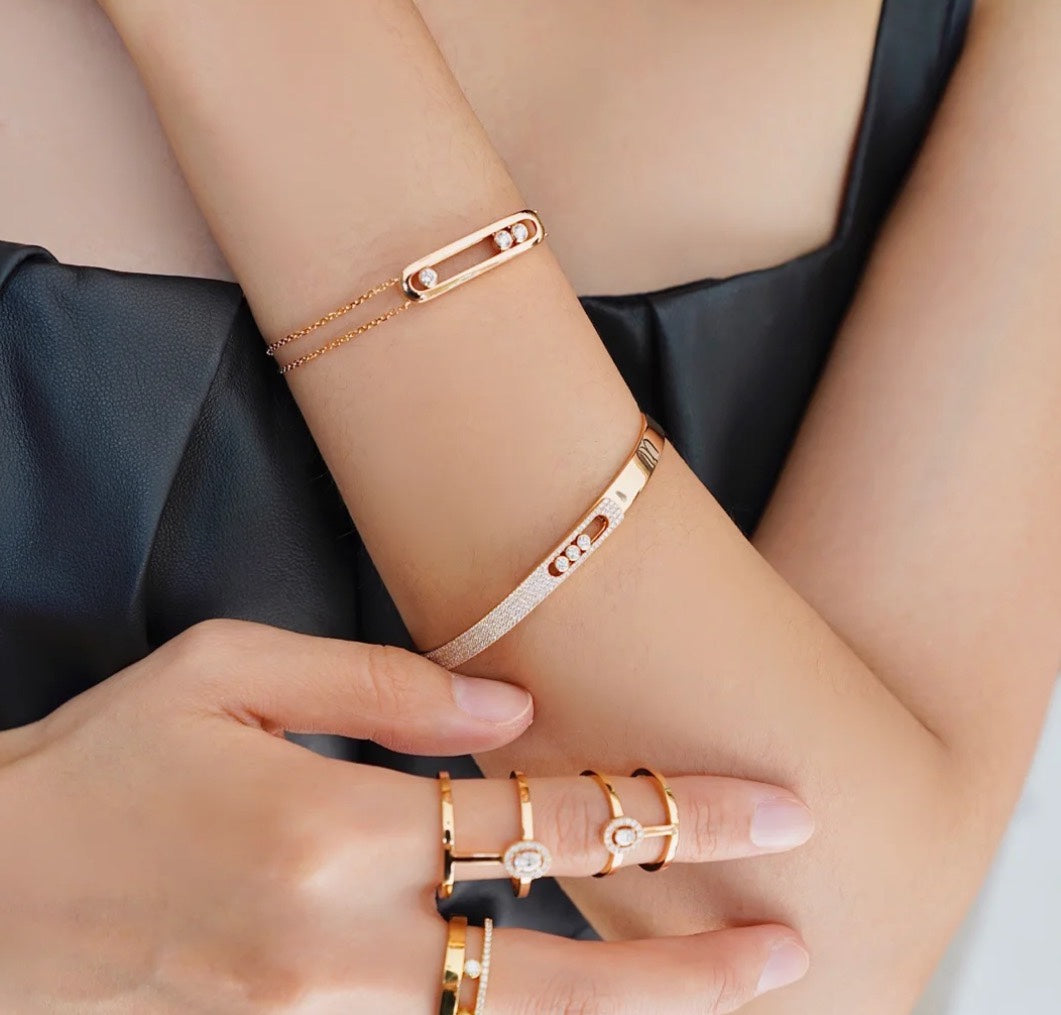 [⭐Miroze]Move Noa Rose Gold Pavé Diamond Bangle Bracelet