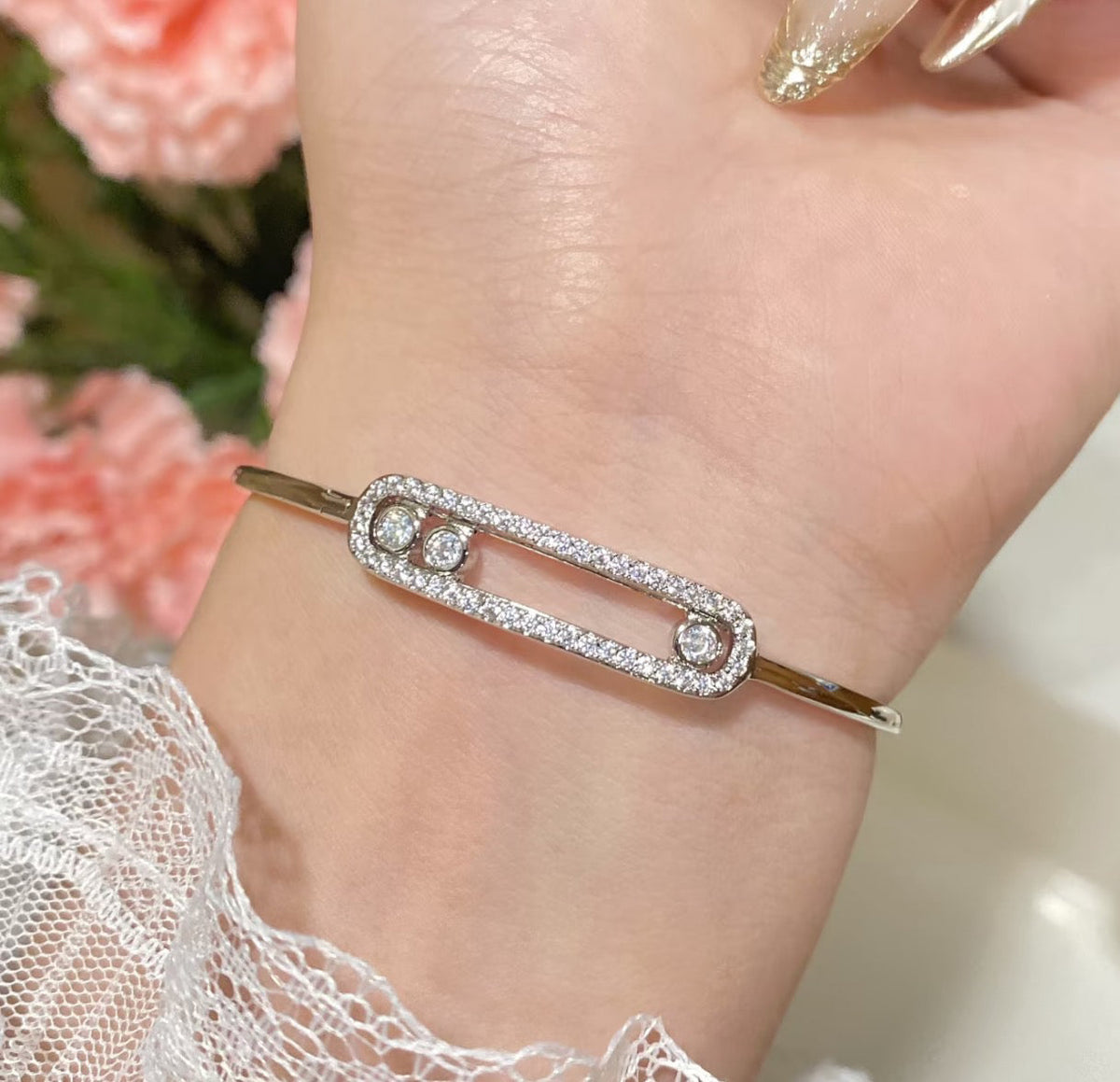 [⭐Miroze]Move Pavé Diamond Bangle Bracelet M