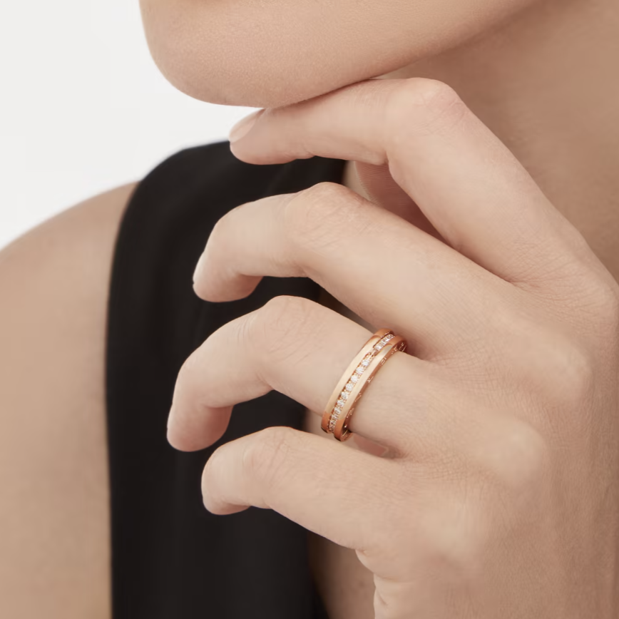 [⭐Veya]ZERO 1 ONE-BAND PAVED DIAMONDS ON THE SPIRAL RING