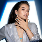 [⭐Miroze]LUCKY MOVE 3 DIAMONDS TURQUOISE PINK GOLD DIAMOND NECKLACE