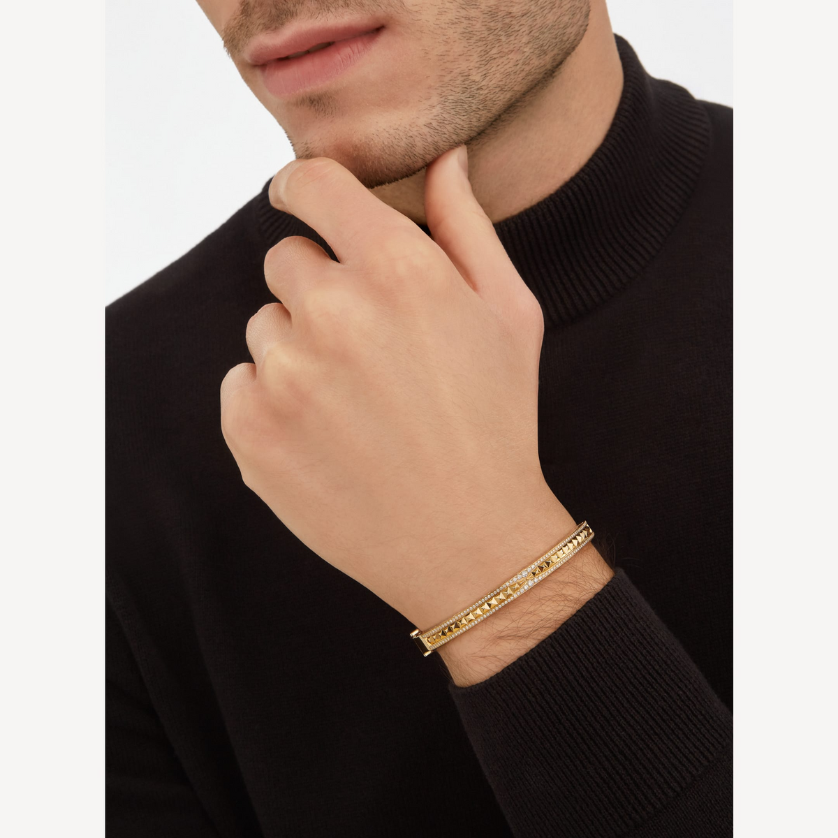 [⭐Veya]ZERO 1 SPIRAL AND PAVED DIAMOND GOLD BRACELET