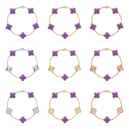 [⭐Miroze]CLOVER 5 MOTIF LIGHT PURPLE BRACELET COLLECTION