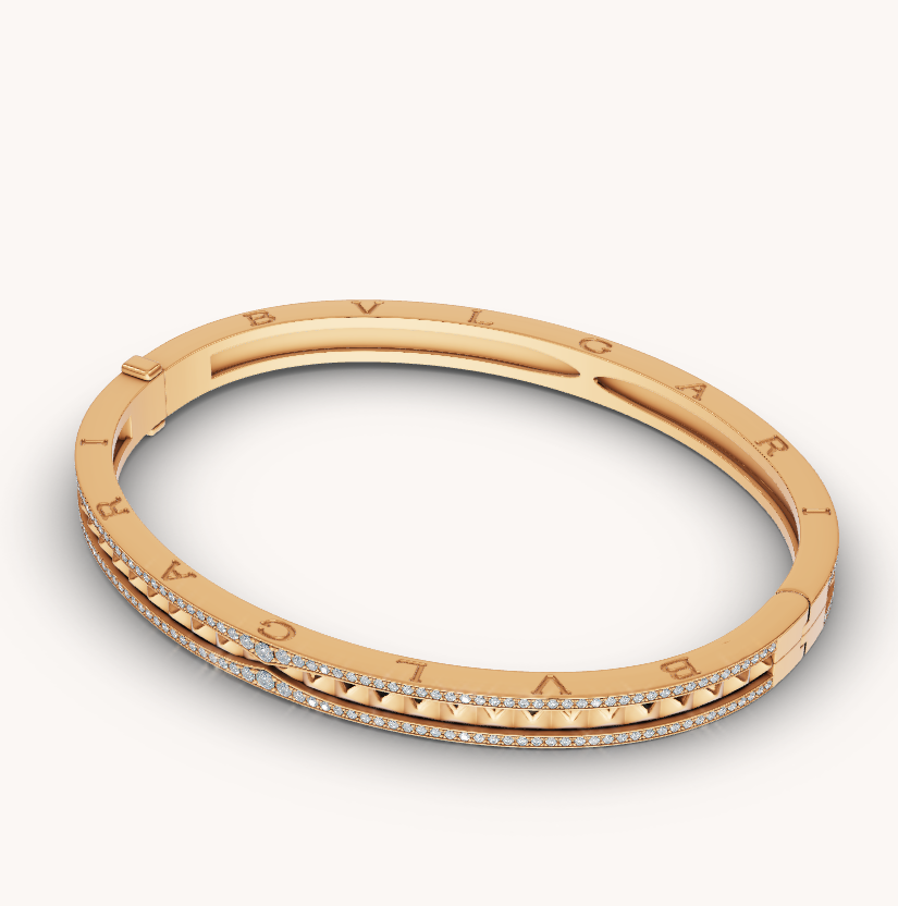 [⭐Miroze]ZERO 1 SPIRAL AND PAVED DIAMOND GOLD BRACELET