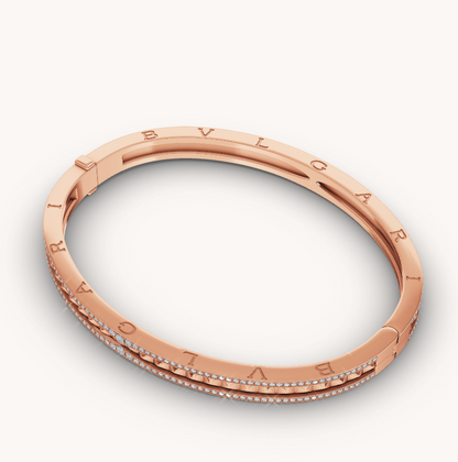 [⭐Miroze]ZERO 1 SPIRAL AND PAVED DIAMOND PINK GOLD BRACELET