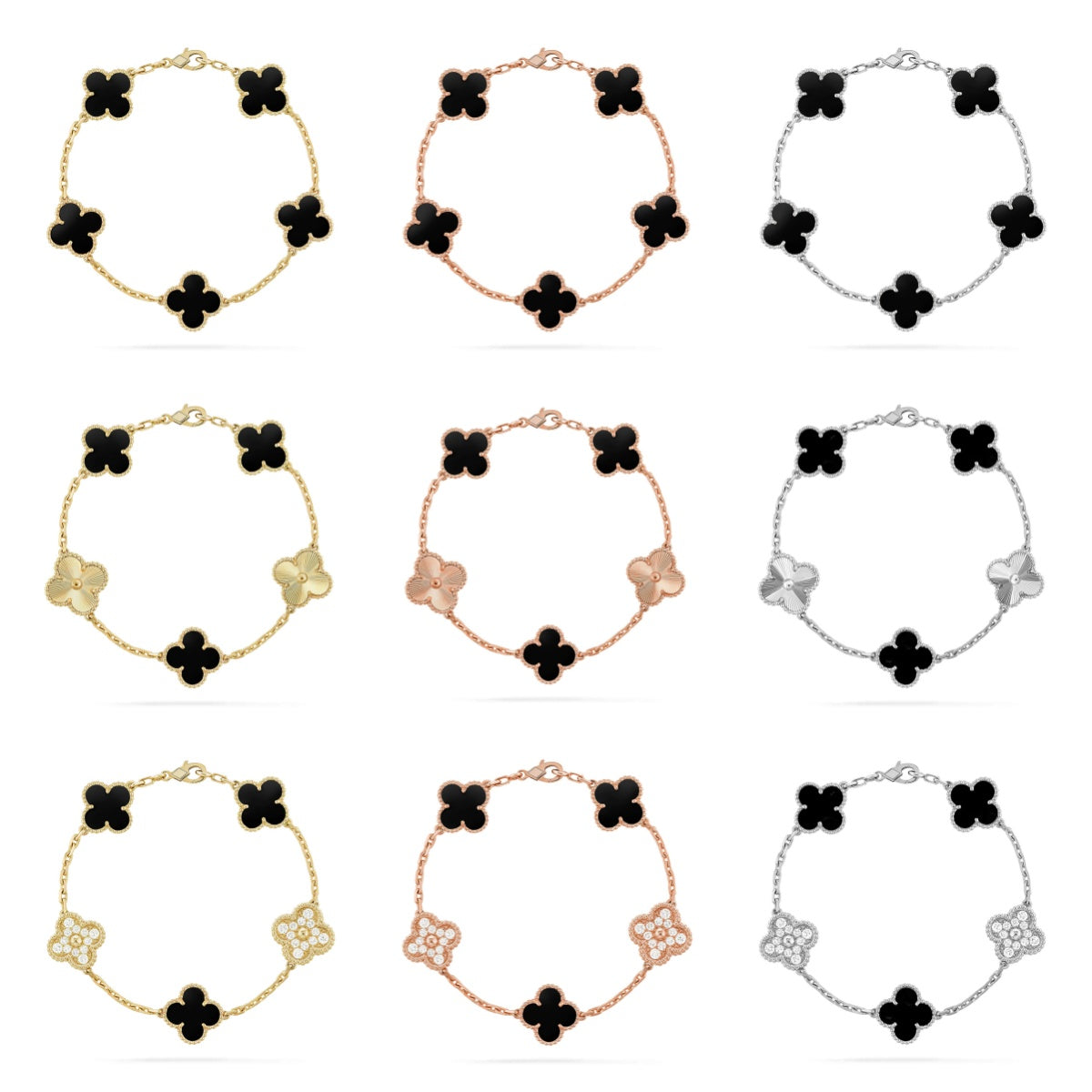 [⭐Miroze ]New CLOVER 5 MOTIF ONYXS BRACELET COLLECTION