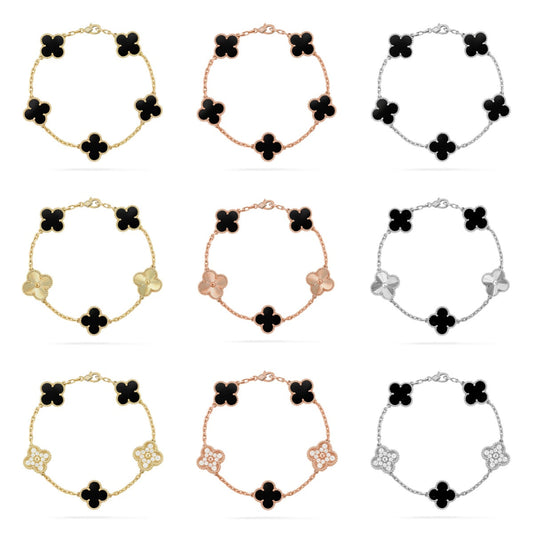 [[⭐DORISW] ]New CLOVER 5 MOTIF ONYXS BRACELET COLLECTION