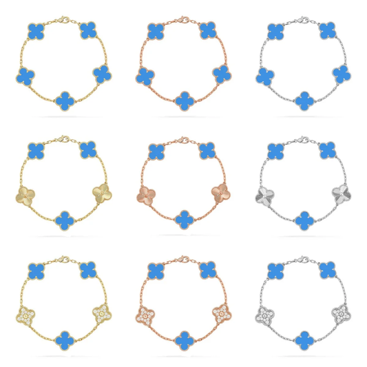 [⭐Miroze] CLOVER 5 MOTIF BLUE AGATE BRACELET COLLECTION