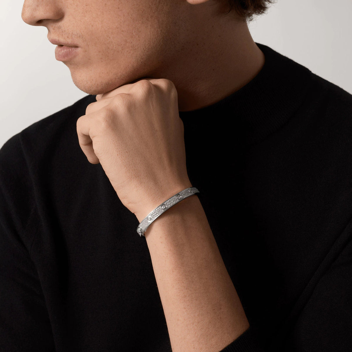 [⭐Miroze]ラブブレスレット 6.1MM ダイヤモンドパヴェ 10ビッグダイヤモンド