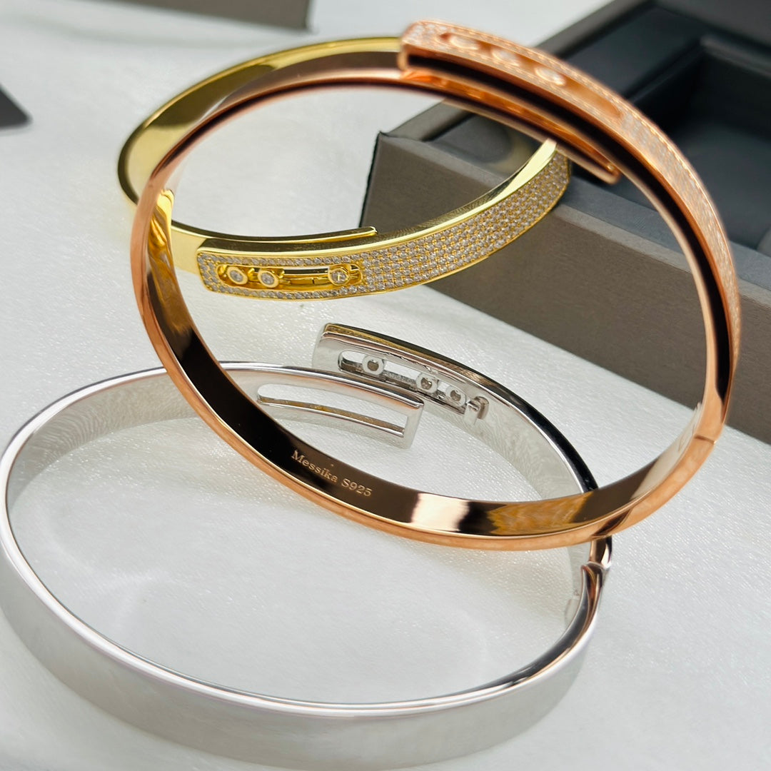[⭐Miroze]Move Noa Rose Gold Pavé Diamond Bangle Bracelet