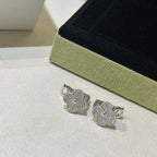 ⭐Miroze CLOVER 1 MOTIFS DIAMOND STUD EARRINGS SILVER