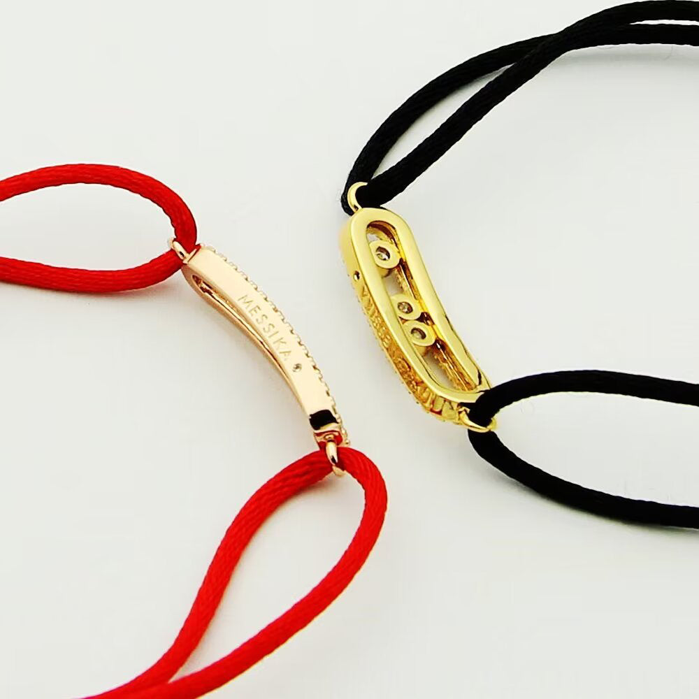 [⭐Miroze]Messika Care(s) pink cord pavé bracelet