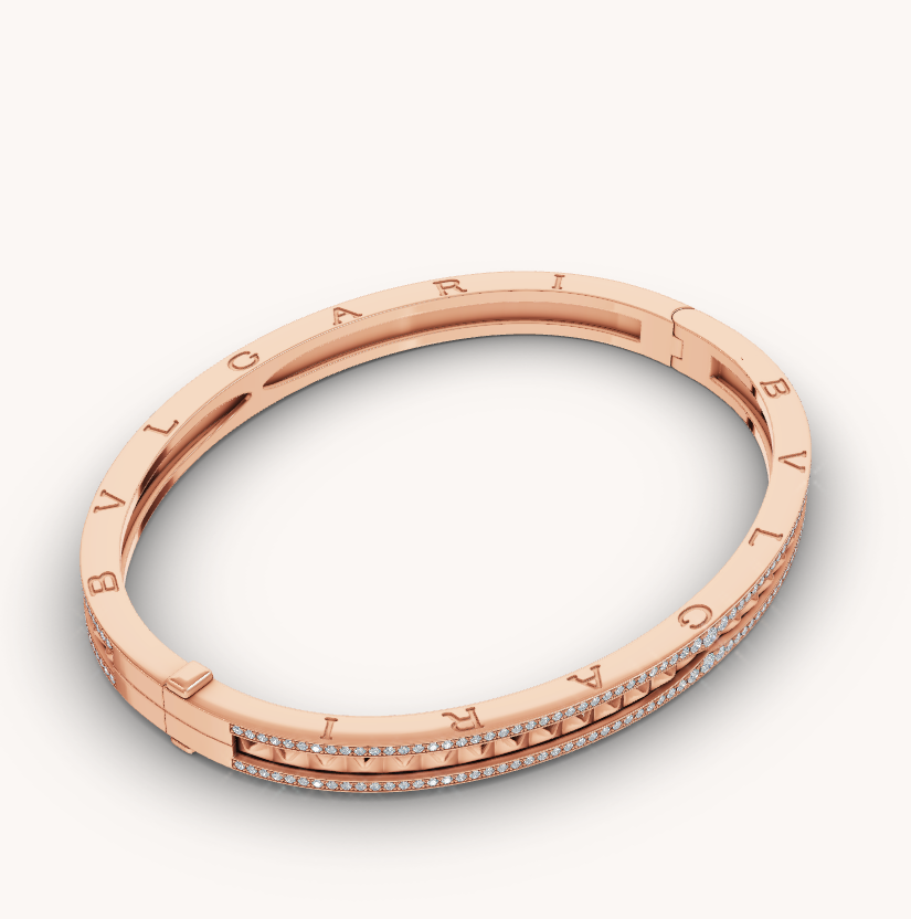 [⭐Veya]ZERO 1 SPIRAL AND PAVED DIAMOND PINK GOLD BRACELET