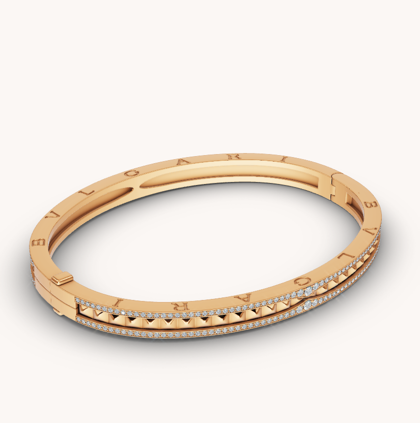 [⭐Miroze]ZERO 1 SPIRAL AND PAVED DIAMOND GOLD BRACELET