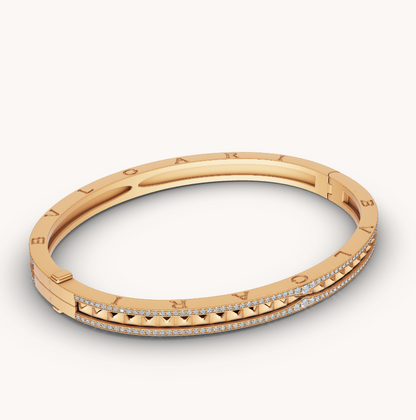 [⭐Miroze]ZERO 1 SPIRAL AND PAVED DIAMOND GOLD BRACELET