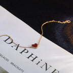 ⭐Miroze HEART-SHAPED  CARNELIAN SINGLE FLOWER BRACELET