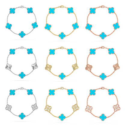 [⭐Miroze] CLOVER 5 MOTIF TURQUOISE BRACELET COLLECTION