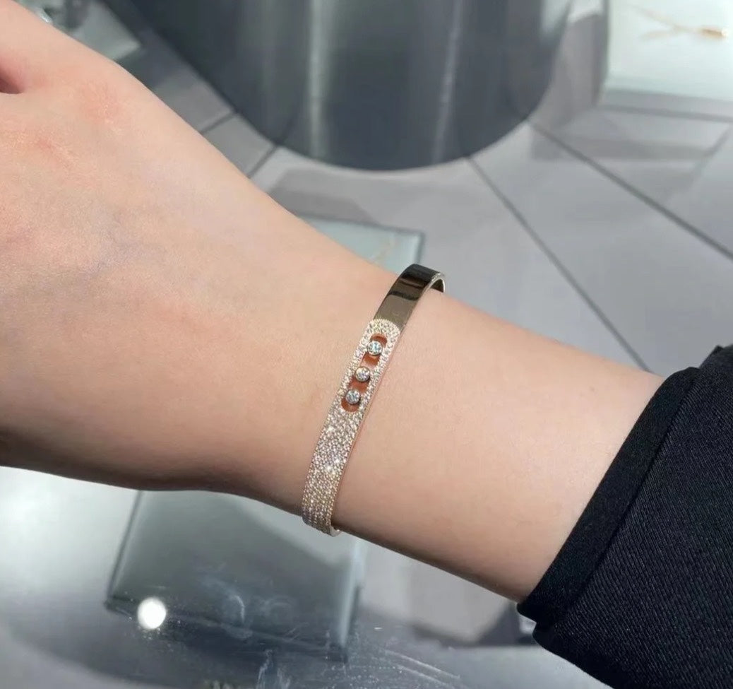 [⭐Miroze]Move Noa Rose Gold Pavé Diamond Bangle Bracelet