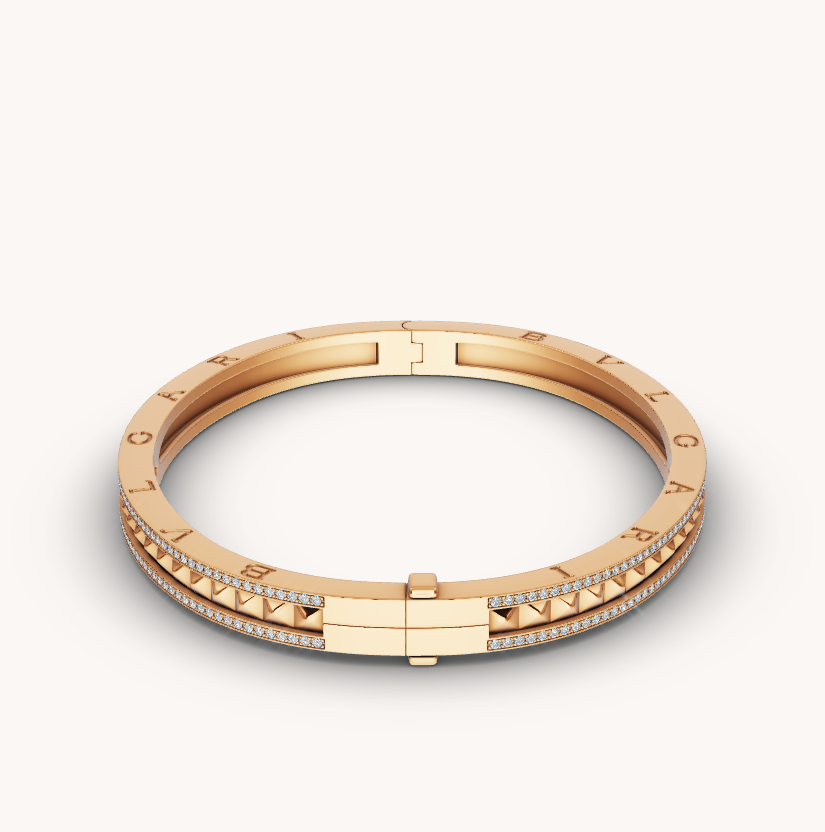 [⭐Miroze]ZERO 1 SPIRAL AND PAVED DIAMOND GOLD BRACELET