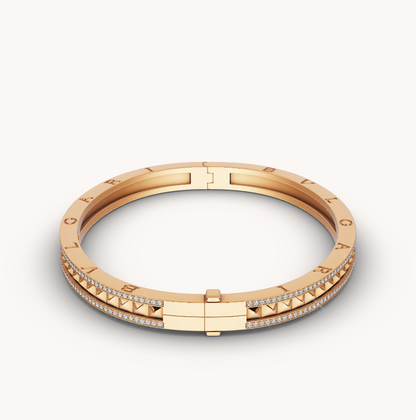 [⭐Miroze]ZERO 1 SPIRAL AND PAVED DIAMOND GOLD BRACELET