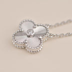 ⭐Miroze CLOVER  15MM DIAMOND LASER NECKLACE SILVER