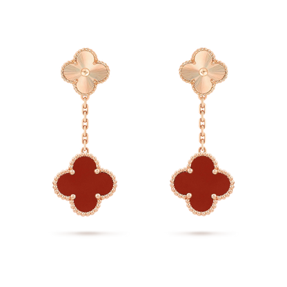 [⭐Miroze] CLOVER 2 MOTIF  LASER CARNELIAN EARRINGS