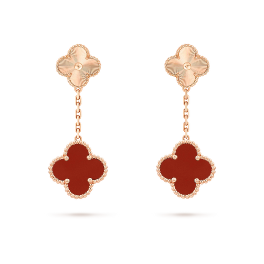 [⭐Miroze]CLOVER 2 MOTIF  LASER CARNELIAN EARRINGS